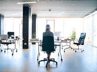 person working at a desk in an office